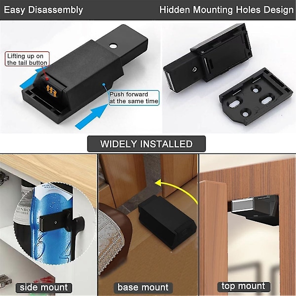 2-pack Heavy Duty Push Latch & Lock, Kompatibel med Dolda Dörrar, Touch Latches och Magnetlås, Push Release Dra+