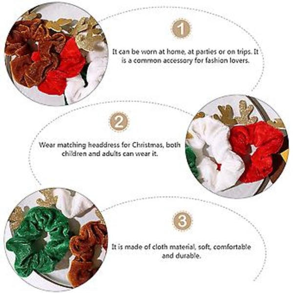 4 stk elastiske jule-scrunchies til kvinder, hårscrunchies, hårbånd, hestehaleholdere