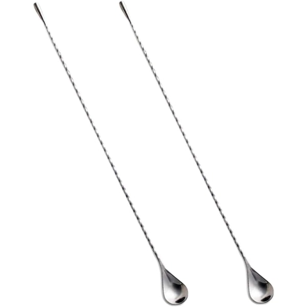 Professional bar spoon, 2 pieces stainless steel spiral pattern bartender stirring rod