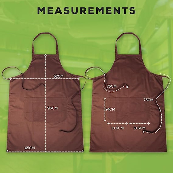 Enkel Unisex Kokk Arbeids DIY Forkle med Dobbel Lommer Brown