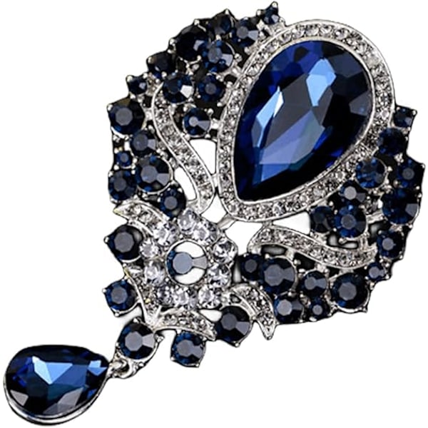 Broscher Emalj Brosch för Män Kvinnor Retro Strass Slipstift Kläder Hatt Dekoration Dark blue