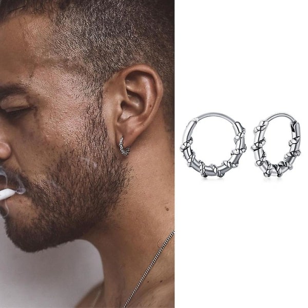 Hoopörhängen för män Vikingar Inslagna Rep Huggie Hoop Örhänge Örhängen i Rostfritt Stål för Män Smycken db style2