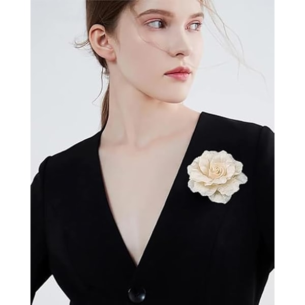 Kameliablom Broscher Kavaljersnålar Spetsblommor Brosch Klassisk för Bröllopsfest Dans Bankett för Kvinnor Damer Elegant White