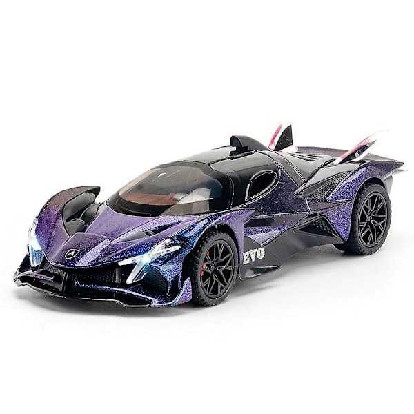 1/32 Apollo EVO Metallinen urheiluauton pienoismalli, painevalettu ajoneuvo valoilla, äänillä ja vetomekanismilla, leluauto lapsille, syntymäpäivälahja musta Black