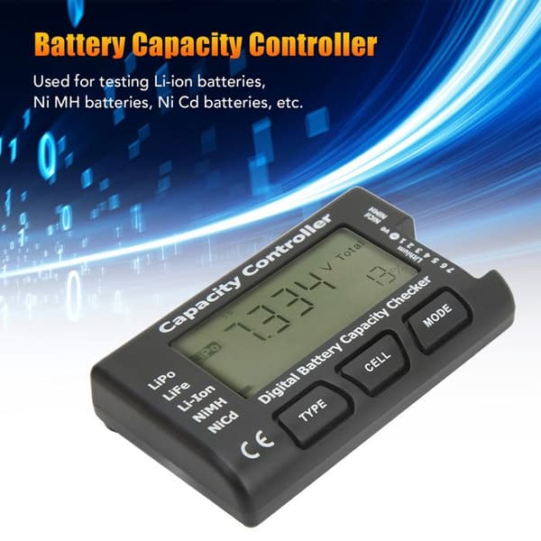 Batterikapacitetscontroller, spændingstester, digitalt display, til Li-ion, NiCd og NiMH batterier