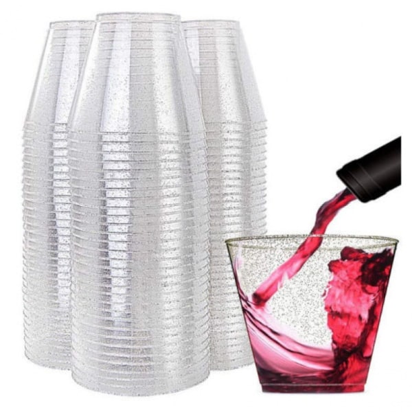 25 Glitter Plastic Cups 9oz/270ml Reusable Plastic Cups Glitter Cups Elegant Bridal Mugs Recyclable Party Cups,silver