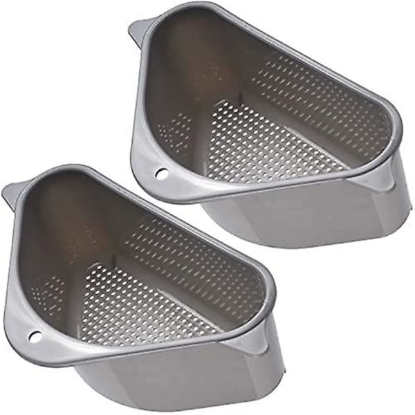 2pcs Sink Strainer Basket, Triangular Sink Drain Shelf, Triangle Sink Drainer Basket, 10inch X 5.5inch Corner Sink Strainer Basket For Sink Food Strai