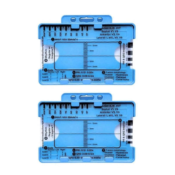 2 st ECG 7-stegs linjal ECG 7-stegs linjal för EKG EKG-tolkning ECG-linjal Bärbar ECG-bedömning