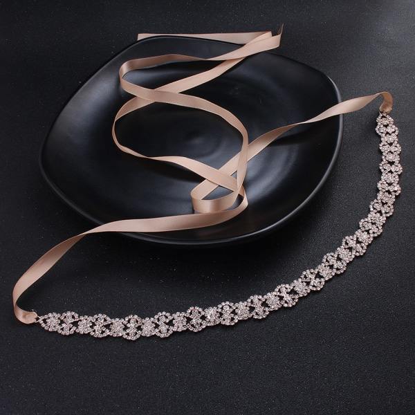 Bröllopsklänning Midjekedja, Handgjord Elegant Lyxig Rhinestone Bröllopsbälte Dekoration, Brudbälte (Roséguld)