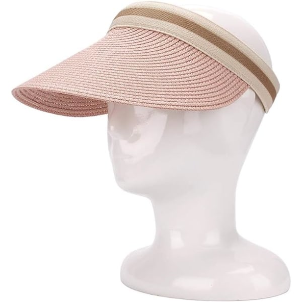 Storbremmet Strandhatt i Straw for Kvinner - Golf Solhatt Sommerhatt Pink