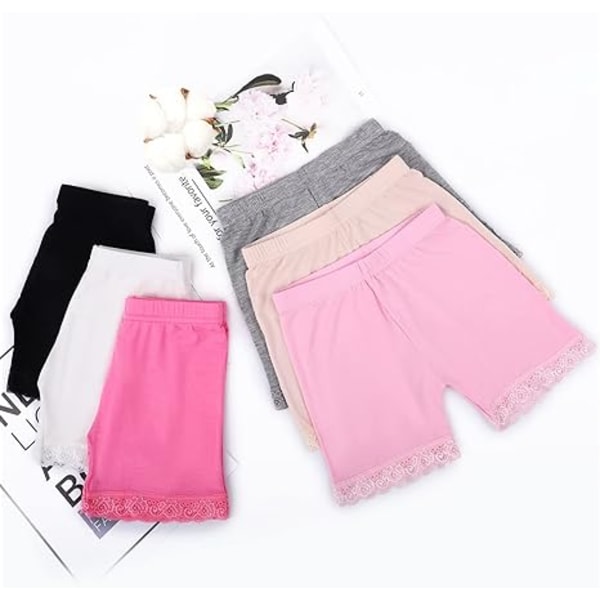 Sykkelshorts Jenter Svarte Dance Pe Shorts Barn med Blonderkant Sport 2-10 År 6 Pakk 8-10 Years