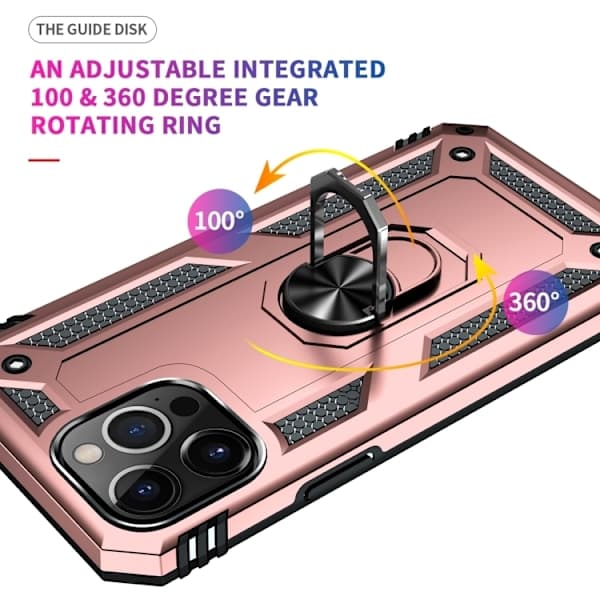 iPhone 14 Pro -kotelo Hybrid Armor Ring ruusukulta