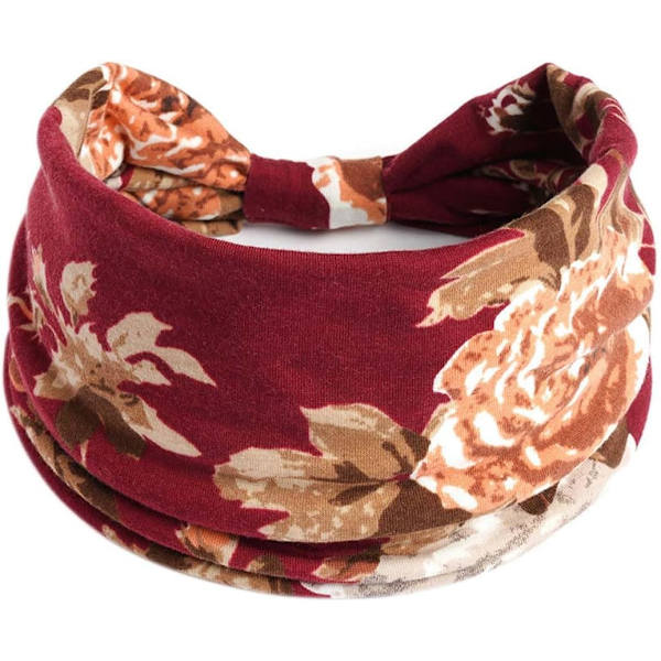 1 stk. Hodebånd for Jenter Mote Blomstertrykk Myke Hårbånd for Kvinner Elastisk Rosa Hodebånd Red