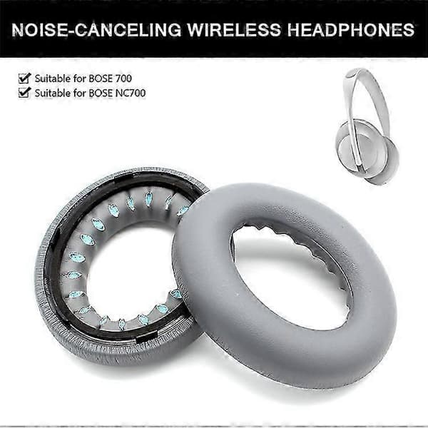 Erstatning Protein Leather Øreputer Øreputer for Bose 700 Nc700 Bluetooth Hodetelefoner 1 Par Sett Grey