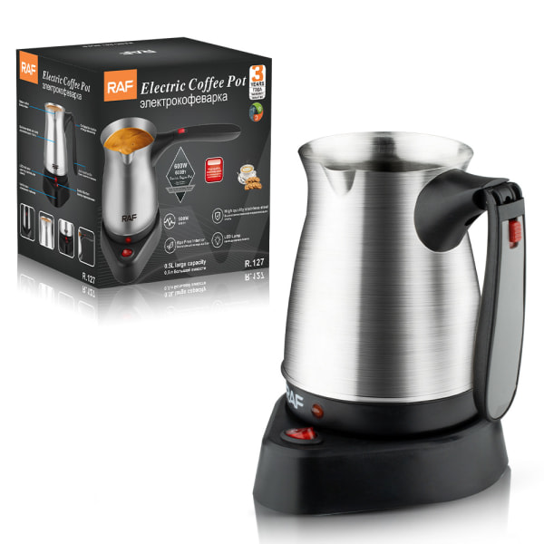 RAF Europeisk standard gränsöverskridande turkisk kaffekanna med handtag i rostfritt stål elektrisk kaffebryggare vattenkokare 500 ml R127