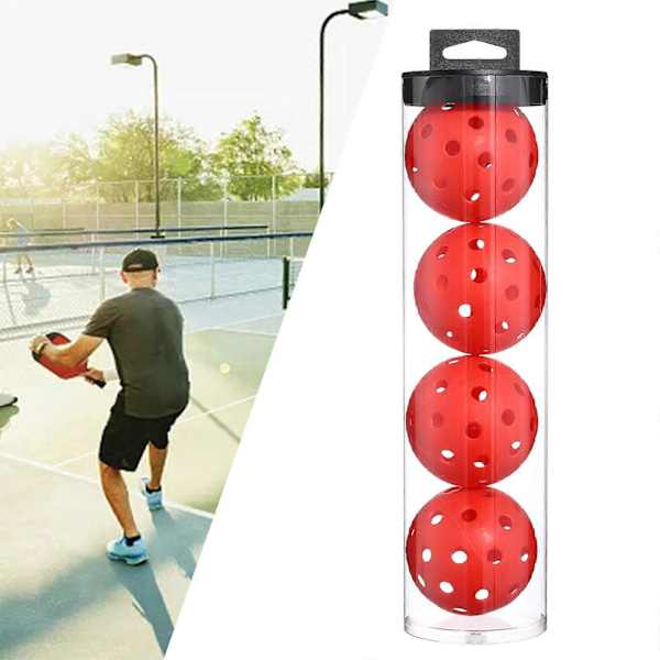 Inomhus Pickleballs - Inomhusbanans Pickleball Bollar - 4-pack Pickleballs - Turnering Pickleballs Red 74mm