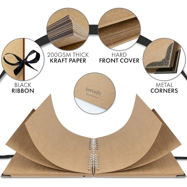 Scrapbook Album 60 sidor (21 x 21 cm) brunt tjockt kraftpapper scrapbook perfekt för dina scrapbooking konst- och hantverksprojekt Khaki