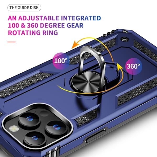 iPhone 15 Pro -kotelo, Hybrid Armor Ring, sininen