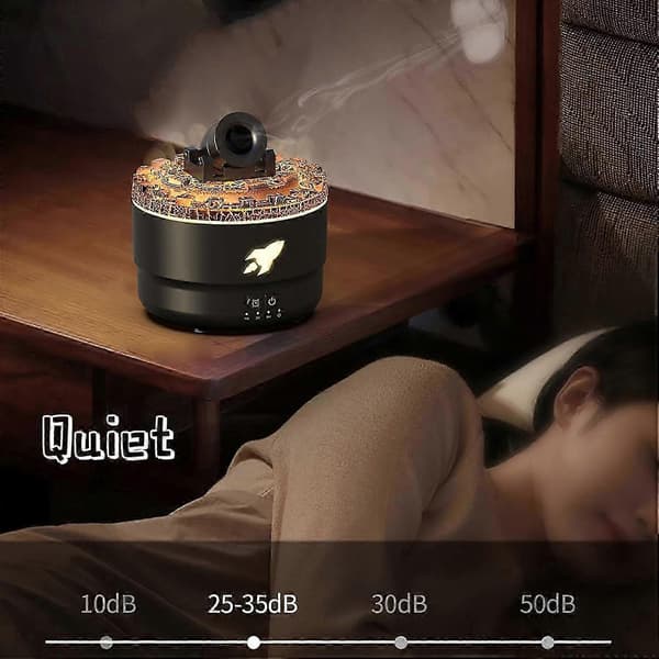Stille Ultralyd Aromaterapi Luftfukter med Eterisk Olje Diffuser og 7-Fargers LED Black