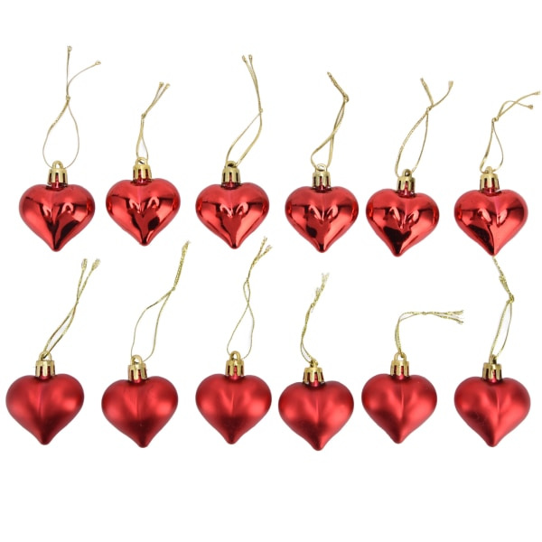 12 hjärtformade julgranspynt i PVC