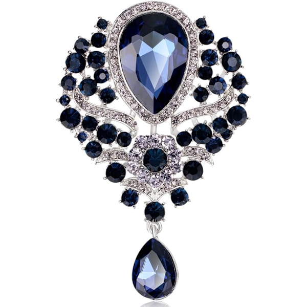 Broscher Emalj Brosch för Män Kvinnor Retro Strass Slipstift Kläder Hatt Dekoration Dark blue