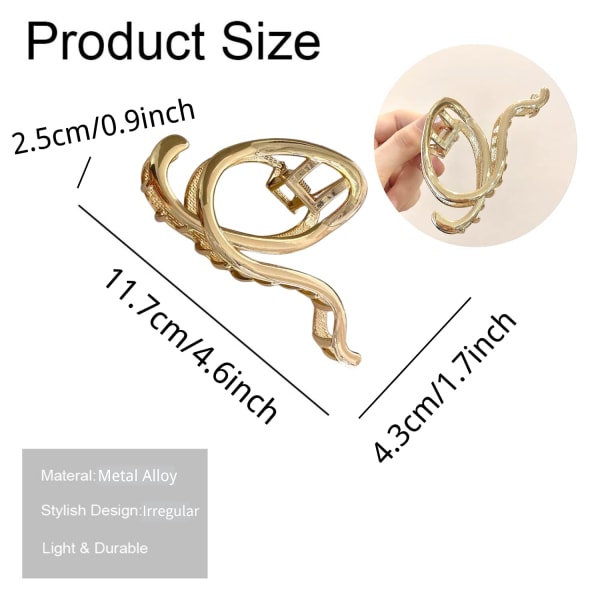 Fransk hårspänne Elegant metalliskt guld runda oregelbundna hårspännen
