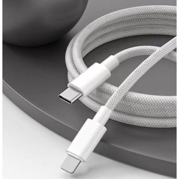 1 kpl PD-pikalatauskaapeli, 20 W punottu Type-C -latauskaapeli iPhone 13:lle Grey
