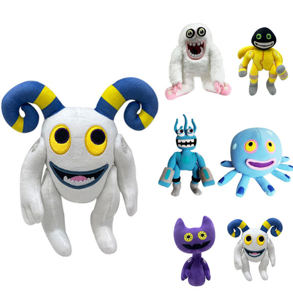 My Singing Monsters plysjleketøy tegneseriespill   plysjleketøy 25cm - Hvit Monster White Monster