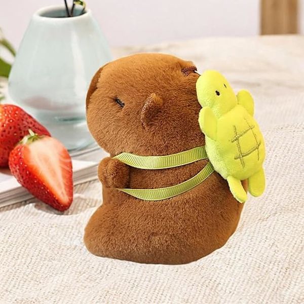 Kapibara-Plush-Avaimenperä Täytetyt Eläimet Avaimenperä Syntymäpäivälahja Pehmeä Realistinen Koristeellinen Reppu-Laukku Ripustus Tytöille Pojille Turtle