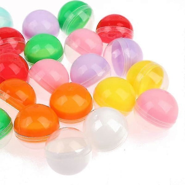 100 st/förpackning Tomma leksaksautomatkapslar i plast, halvt genomskinliga, halvt färgade runda bollar B 38mm