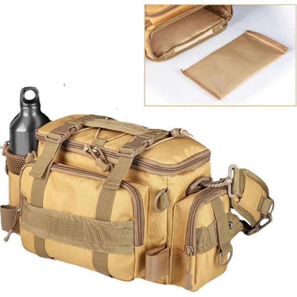 Fiskeväska, Enkelsidig Havsfiskeutrustningsväska Tackleförvaringsryggsäck, Kamouflage Utomhus Bärväska Vandringsresa Pack, 40 * 28 * 20CM Yellow