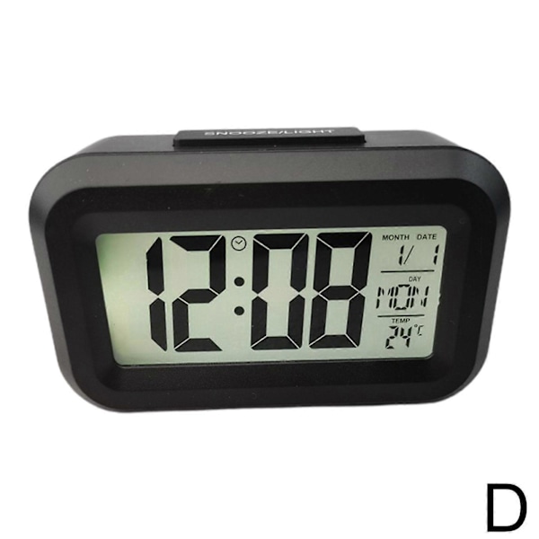 Digital Väckarklocka Batteridriven Snooze Nattlampa Design Black