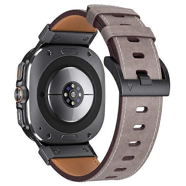 Kompatibelt för Samsung Galaxy Watch Ultra 47mm Äkta Läderarmband Minimalistisk Sportrem Light Grey / Waxed Texture
