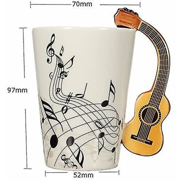 8,5 oz Kreativ Musikkkopp Fiolin Stil Gitar Keramikkkopp Kaffe Te Melk Stave Kopper Med Håndtak Kaffe Kopper Nyhet Gaver (Tre Gitar)