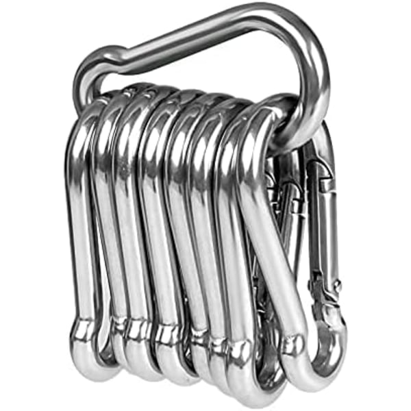 10 stk. Karabinkroker, Karabinkroker i 316 rustfritt stål, små karabinkroker nøkkelringklips for utendørs, fotturer, kroker for løftehjelpemidler og håndtak 4*40mm
