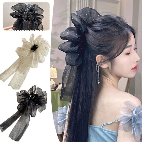Hårklämma med rosett, elegant och söt, halvnät, modeaccessoar