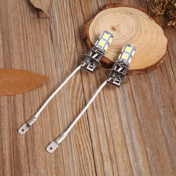 H3 LED 12V + 2x H3 5050 Valkoinen 9 SMD LED Xenon Lamppu DC12V Auto
