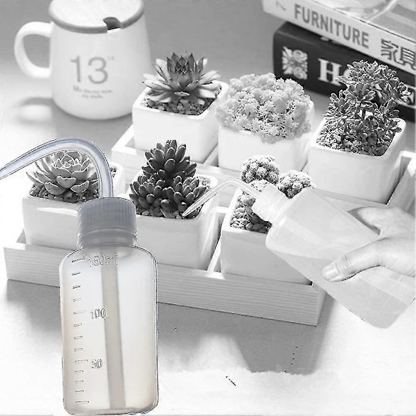Tvättflaska 150ml 5oz Smal Hals Pressflaska Medicinskt Lab Plast Säkerhetsflaska Spillfri Böjd Mun Vattenkannor 2st