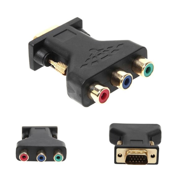 VGA RCA-adapter 3RCA Video Hunn til HD 15-pin VGA-konverter - høy kvalitet