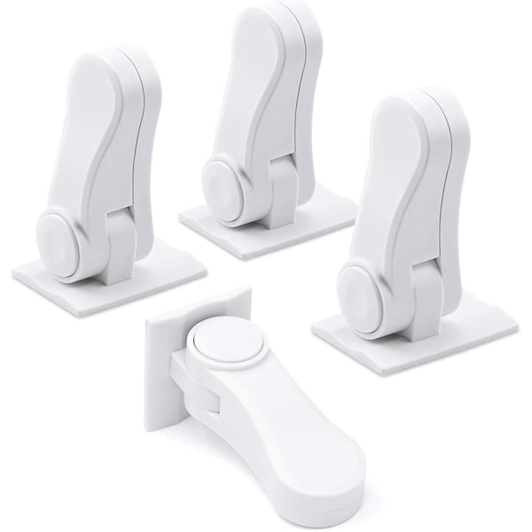 4 Pack Door Lever Child Safety Locks,Upgraded Childproof Single Lever Lock, 180 Degree Revolving Door Lock with Adhesive (White)