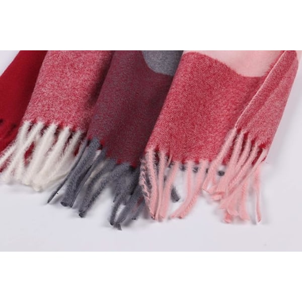 Myk Kvinner Cashmere Ull Sjal Stor Pashmina Sjal og Wrap Varmt Stjål Teppe Wine Red2