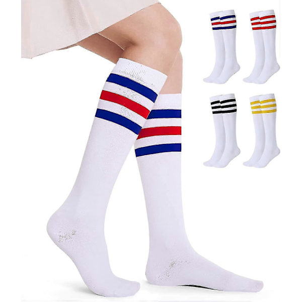 4-pak Kvinders Knæhøje Strømper Casual Tube Strømper Multicolor