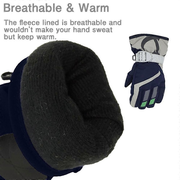 Vinterhansker for barn, vanntette snøbrettvotter, varme snøvotter for gutter og jenter Navy blue