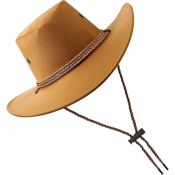 Cowboyhatt Western Solhatt Faux Filt Läder Mocka Maskerad Fest Kostym Outfit Resa Utomhus Solskydd För Herrar Dam Beef yellow