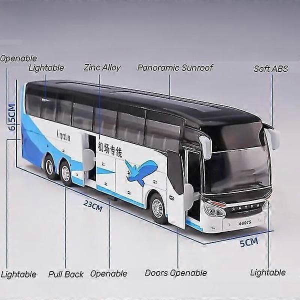 1/50 Setra Luksusbus Legetøjsbil Støbt Miniaturemodel Træk Tilbage Lyd & Lys Pædagogisk Samling Gave til Drenge Rød