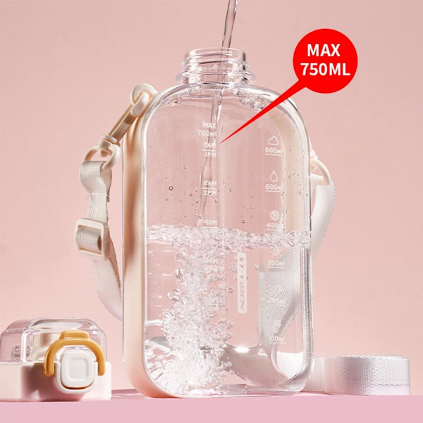Sport Vattenflaska 750ml, Läckagesäker Drickflaska, Gym Vattenflaska, Vattenflaska med Hälsosamt Material för Resor Picknick Camping Vandring White