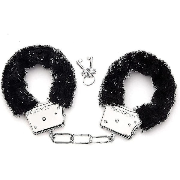 Metallhandbojor med 2 nycklar för Cosplay Polis Rollspel Leksak Black
