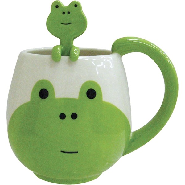 Sjov Kaffe Kop 14 oz Frø Kaffe Kop med Ske Sjov Gave Kop Nyhed Kop Keramik Kop Gave