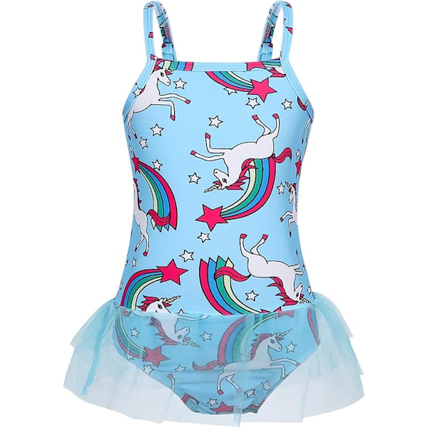 Flickor Enhörning Badkläder Baddräkt Barn Tutu Kjol En Delad Baddräkt Leotard Sommar Semester Strandkläder Blue 110cm