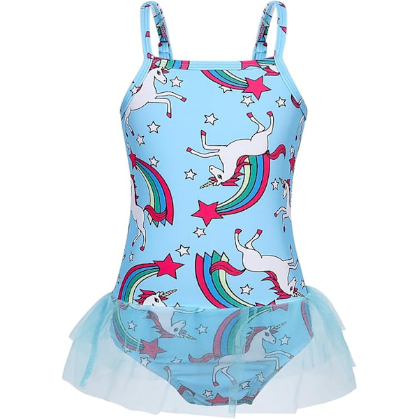 Jente Unicorn Badedrakt Badedrakt Barn Tutu Skjørt Endelt Badetøy Leotard Sommerferie Strandklær Blue 140cm